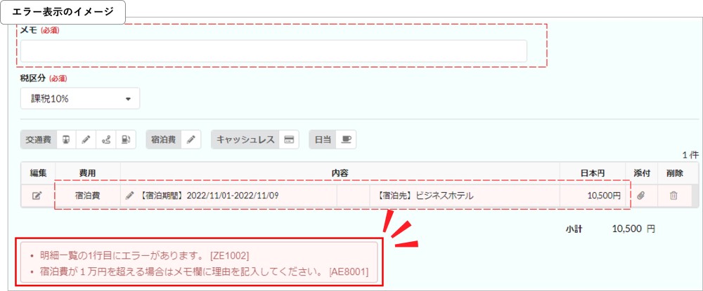 エラー表示イメージ